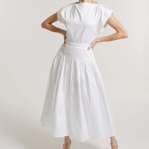 LAUDE the label drop waist white cotton skirt